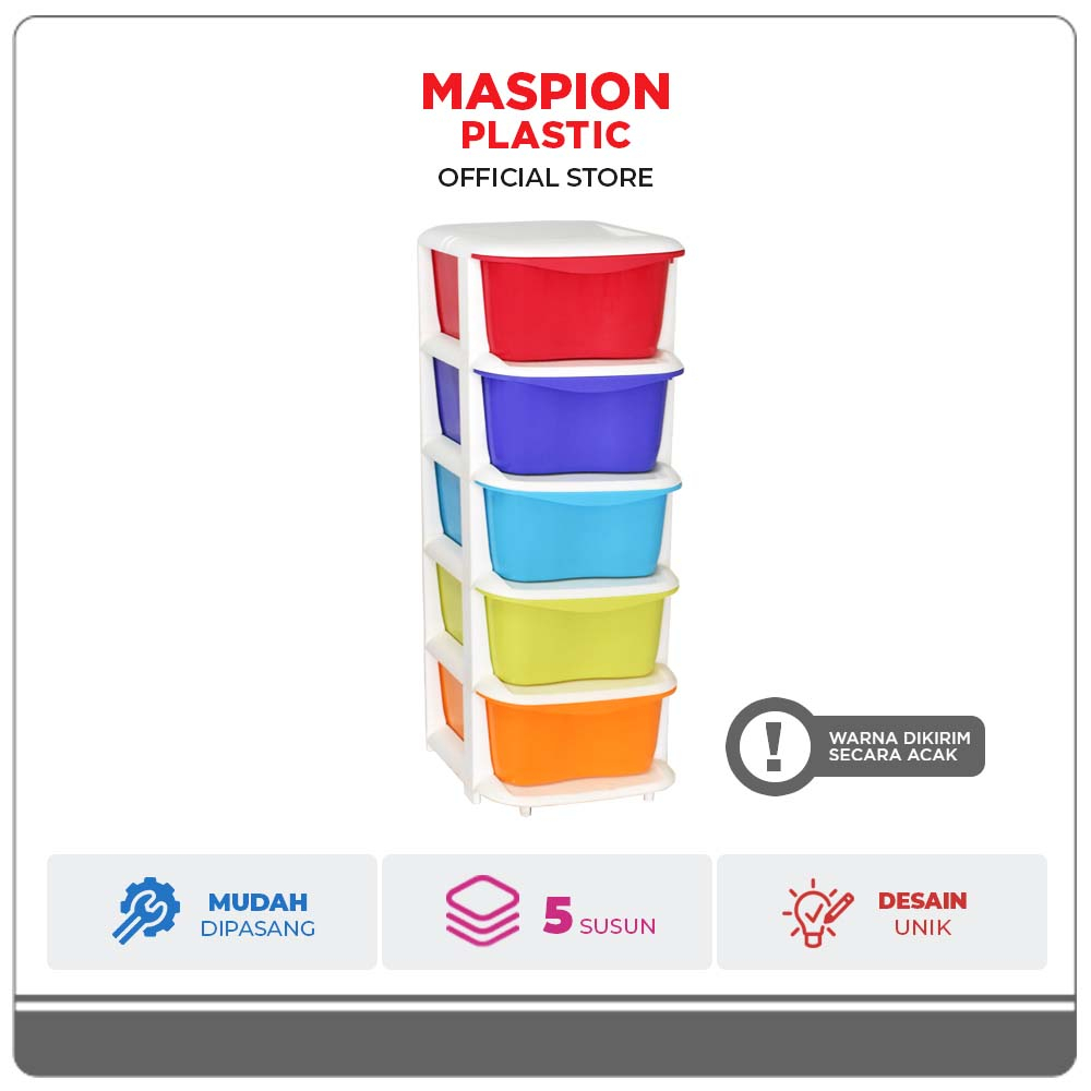 Maspion Lemari Pakaian Plastik Susun 5 Tower Container S5