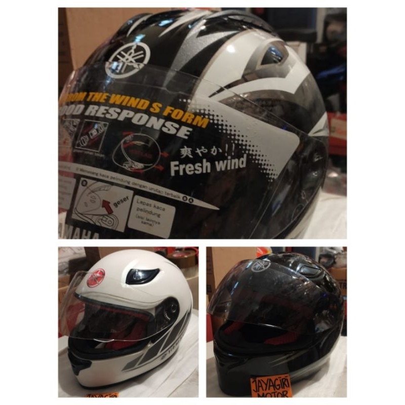 Helm FullFace / HalfFace Yamaha YGP Full Half Face Bogo Ori Asli Original Orisinil COD Motor Hitam P