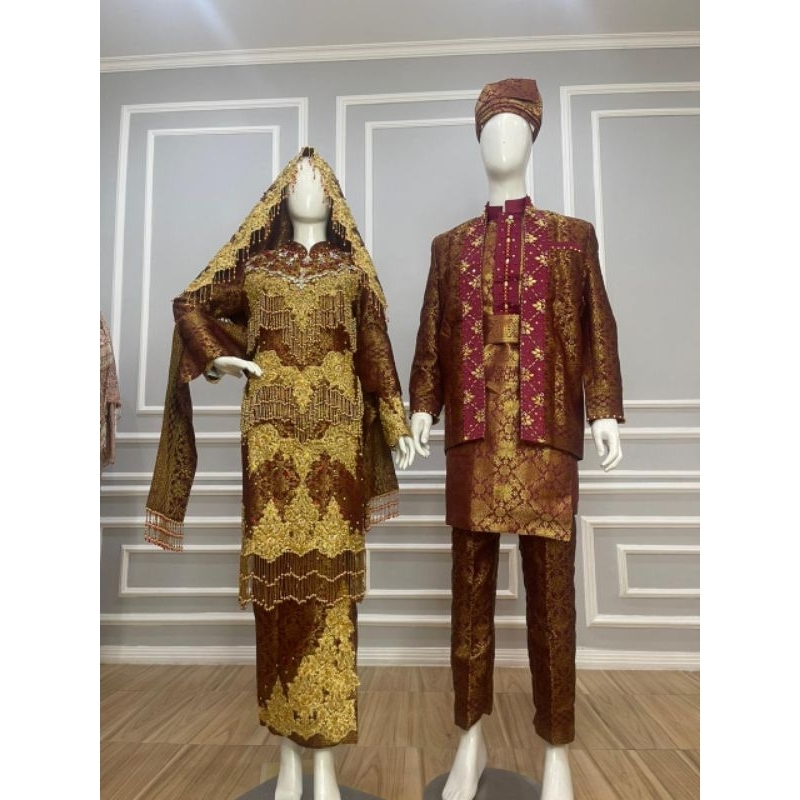 Cauple koto gadang premium berekor  full payet/kebaya akad plus jarik super mewah| kebaya modern