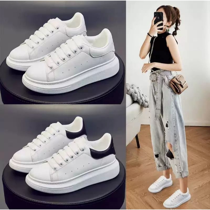 Sepatu Wanita Sneakers Putih Import kets Sekolah Kerja Sport High Casual Terbaru