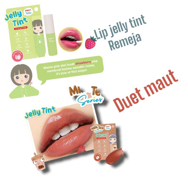 Pigeon Kosmetik Bibir  Make Up Remaja  Paket Last Lift  Dual Liftik Jelly Kecantikan Wanita Naturals