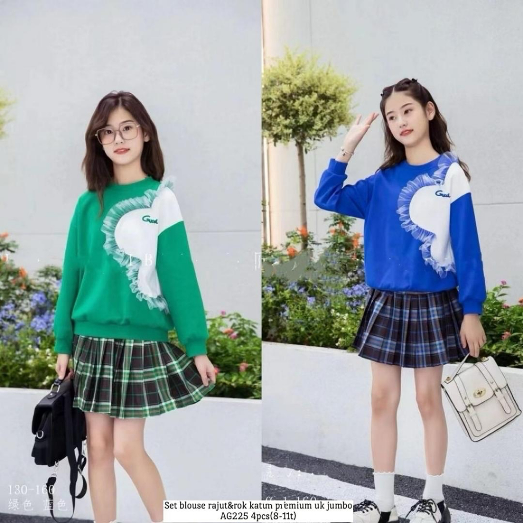 One Set Gucci Fashion Anak Import Korean Style,Baju Anak Perempuan,Stelan Baju Dan Rok,Baju Murah,Ba