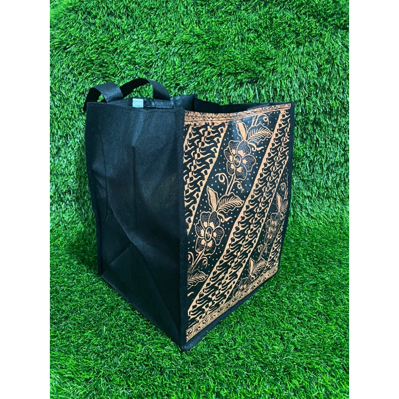 HARGA LUSIN ISI 12 BIJI- TAS HAJATAN HANDLE BIASA BATIK NEW HITAM SIZE 22x22x30