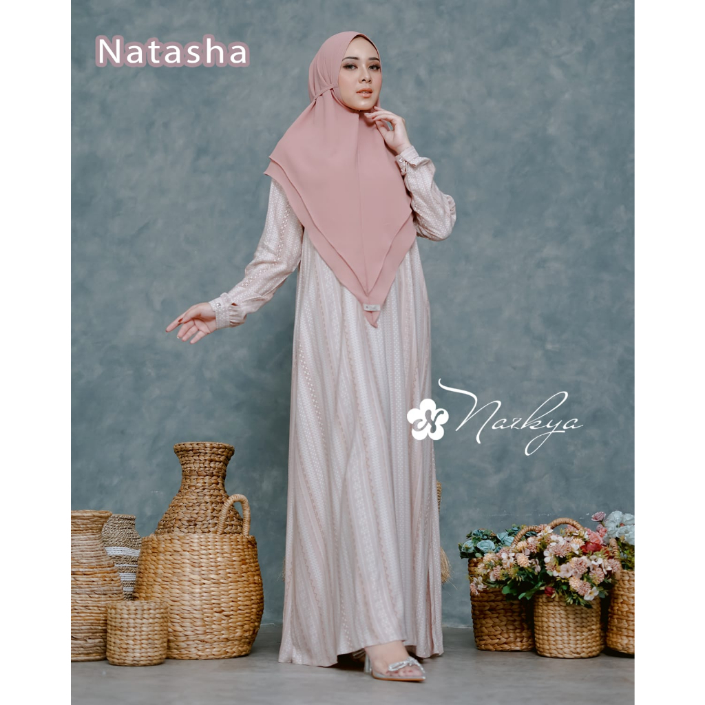 NATASHA NAZKYA GAMIS SET KHIMAR RAYON VISCOS PREMIUM DAILY VINTAGE HANGOUT OOTD WANITA MASA KINI