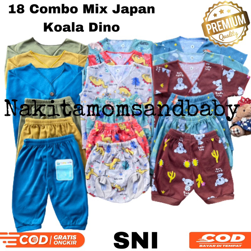 18pc Paket perlengkapan Baju Bayi Baru lahir Combo Mix Japan Koala dino newborn/Lahir SNI Promo 8.8