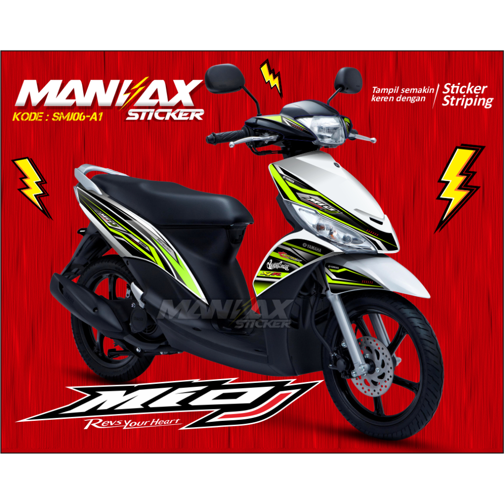 Striping Mio J Hijau Tahun 2012 - Stiker MIo J Variasi - Stiker Motor - Decal Striping Mio J Kode SM