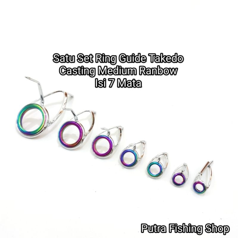 Ring Guide Takedo Casting Medium Rainbow Isi 7 Mata - Satu Set Ring Guide Takedo Kaki 2 Non Fuji - R
