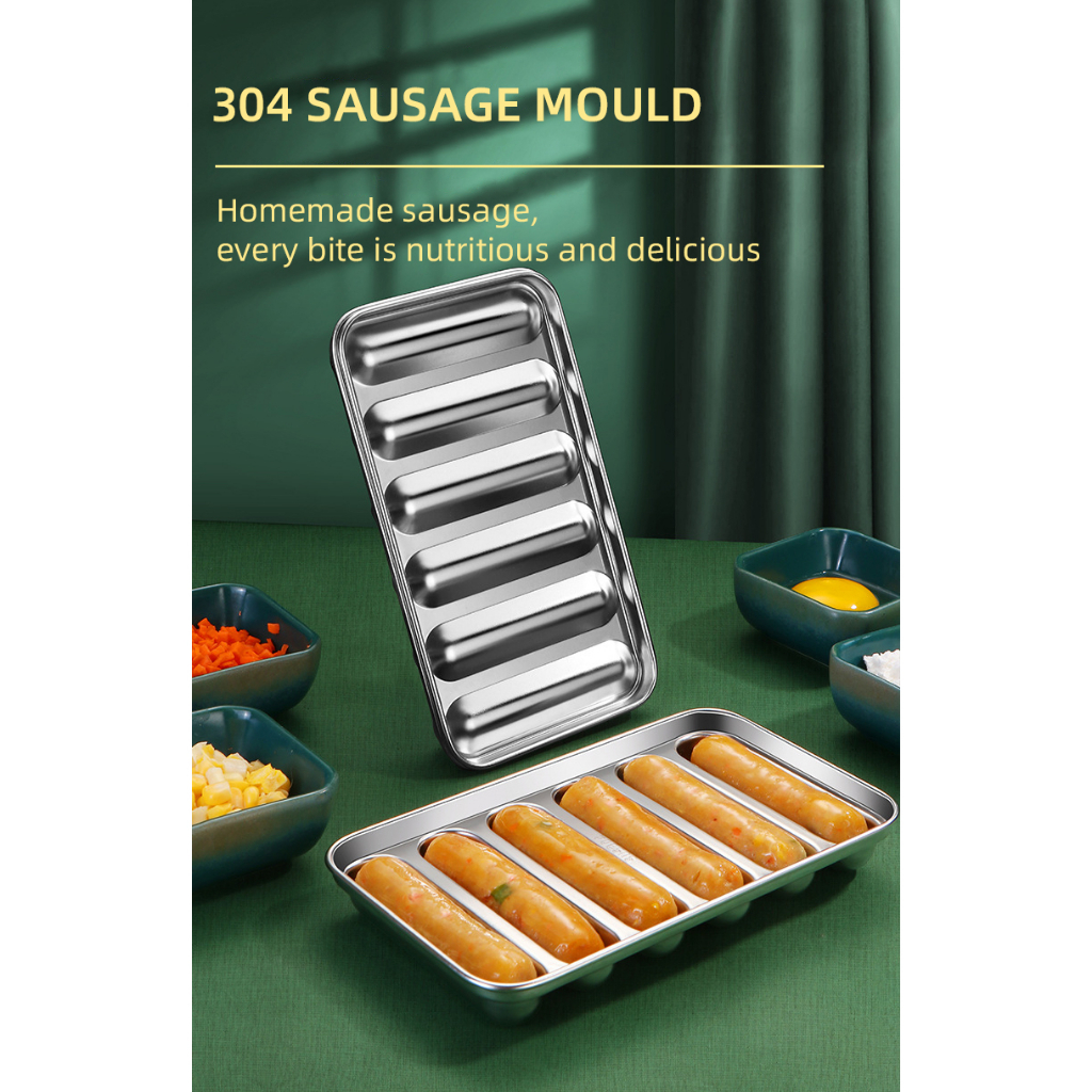 Cetakan Sosis Mold Bahan Stainless Steel / Hot Dog 6 Sekat Handmade