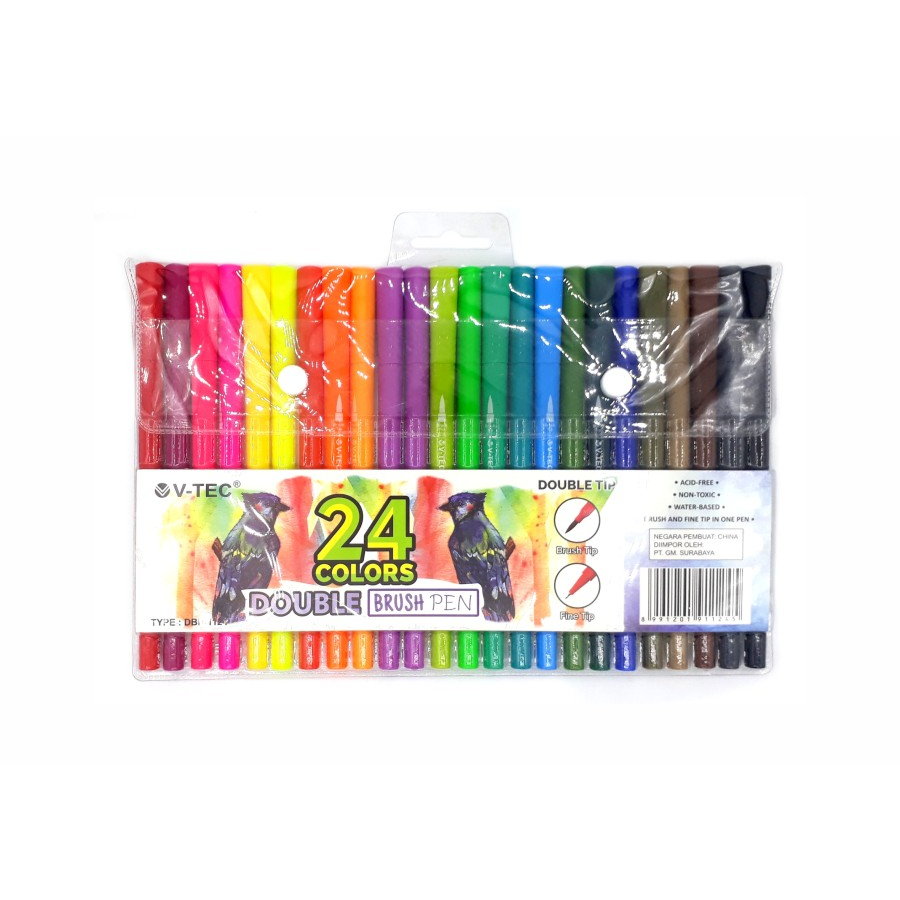 

V-TEC Double Brush Pen 24Warna Type DBP-1124