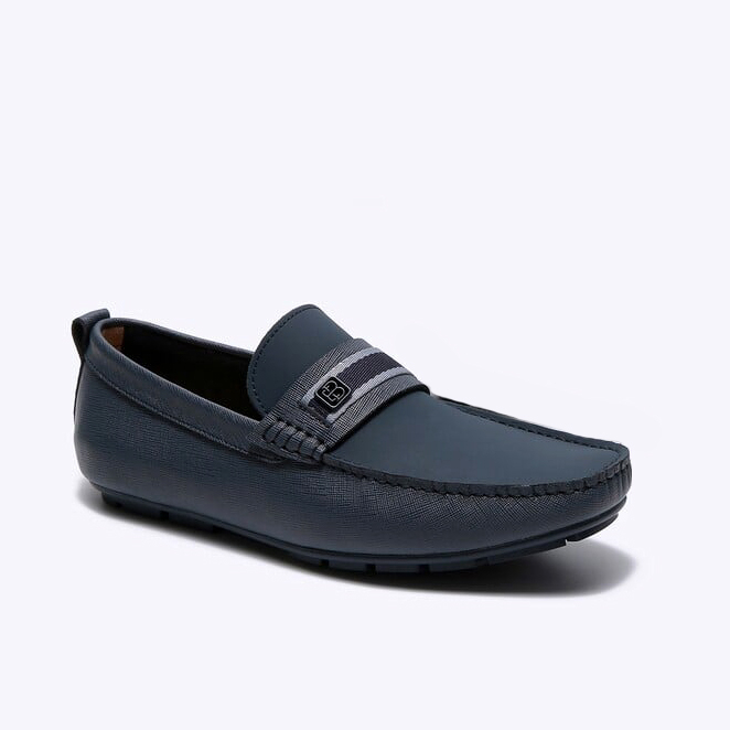 EM92 SEPATU SLIP ON EVERBEST PRIA ORIGINAL CASUAL KULIT BRANDED BIRU NAVY BLUE