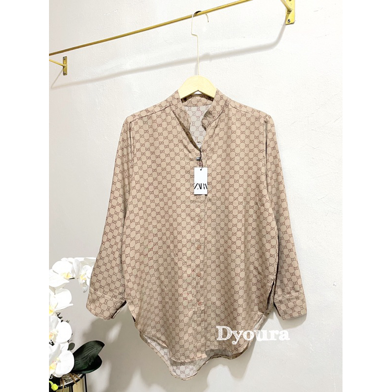 kemeja Rayon basic oversize motif Gg shirt BLOUSE RAYON TWILL SUPER ADEM / hem blouse top Kemeja Wanita Jumbo Motif / KEMEJA BASIC KATUN RAYON MAISA