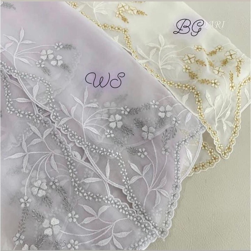 KAIN KEBAYA BAHAN SUTRA CREPE BORDIR METALIC