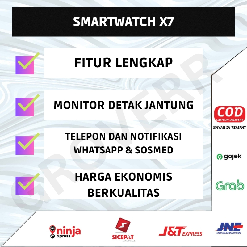 SmartWatch Smart Watch X7 Jam Tangan Pintar Sport Fitness Digital Bluetooth Layar Sentuh touch screen touchscreen Pria Wanita Anti Air Waterproof Tahan Air Dengan Pedometer Heart Rate Monitor pengukur detak jantung penghitung langkah dan kalori olahraga