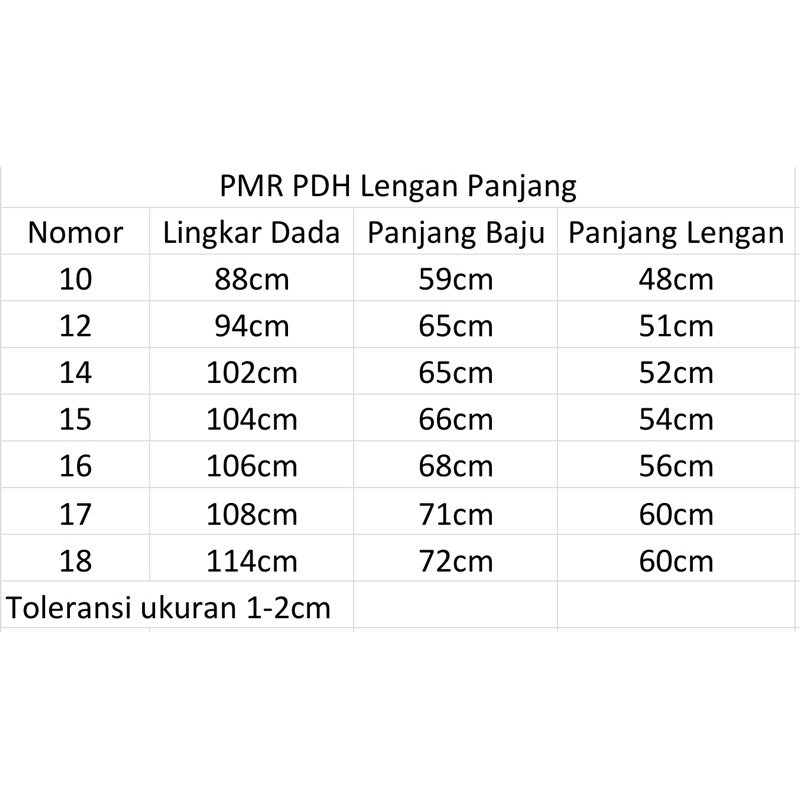 Kemeja PMR Panjang Putih Seragam Fajar