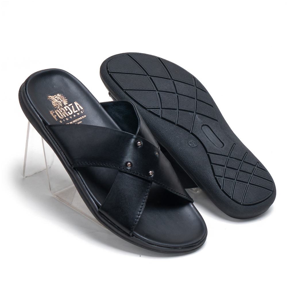 Sendal Pria Casual Slop Kekinian Kulit Asli Sandal Slide Non Slip Dewasa S443