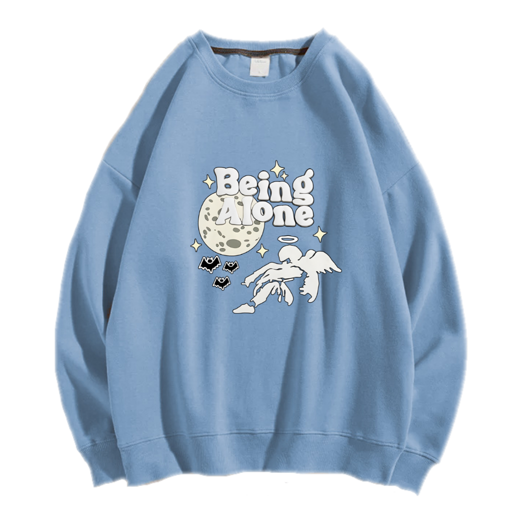 BEING ALONE SWEATER CREWNECK PRIA WANITA Size M-XXL ANAIRA