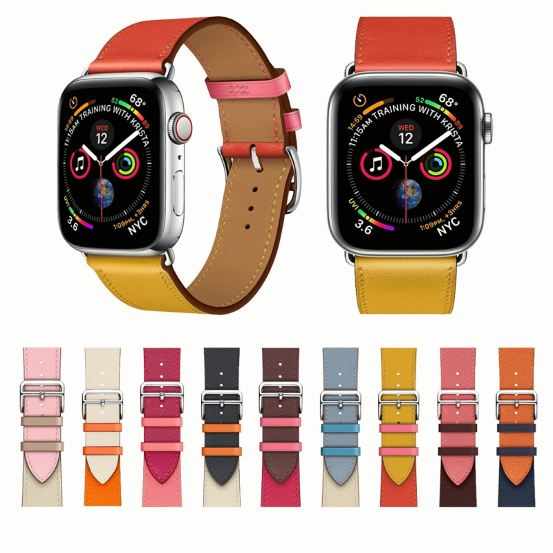 Leather Strap Apple Watch S7 41mm 45mm iWatch 6 5 4 3 Single Ring Band