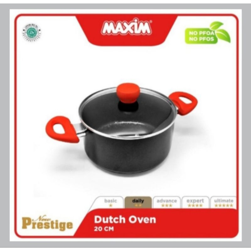 maxim sauce pot teflon 20cm new prestige + tutup kaca /panci teflon maxim