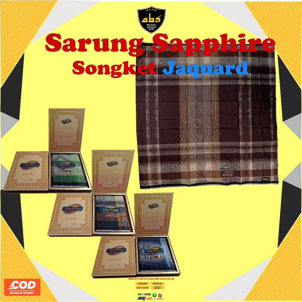 Sarung Sapphire Premium Jaquard  Songket Jaguar Terlaris Pria Wanita Sarung Saphire Motif Warna