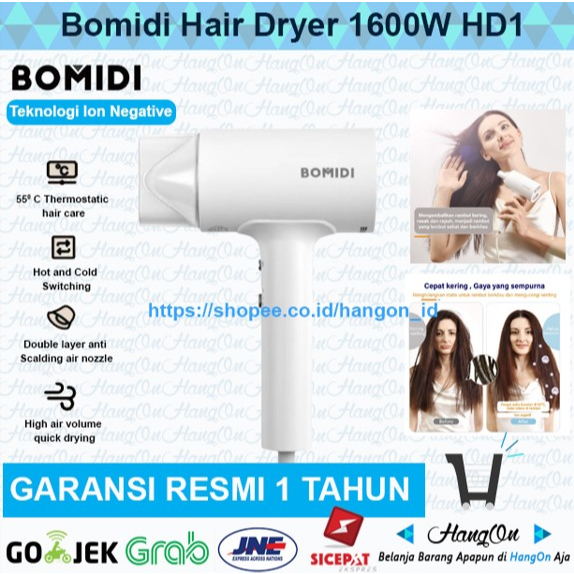 Bomidi HD1 Anion Hair Dryer 1600W Pengering Rambut Elektrik Travel Dry Hair Care Teknologi Ion Negative