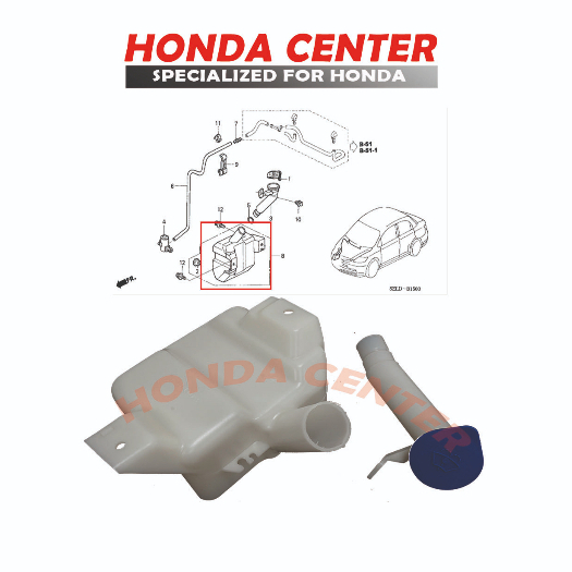 tabung tangki botol air wiper tank washer honda city gd8 2003 2004 2005 2006 2007 2008