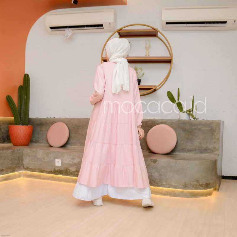 Midi Dress 5 Susun Busui Kerah Collar - Babypink