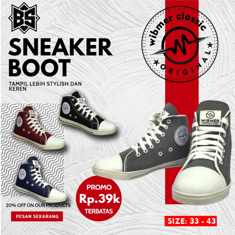 TERMURAH!!!SEPATU BOOT SNEAKERS CASUAL PRIA WANITA FREE BOX COCOK BUAT SEKOLAH KULIAH SANTAI