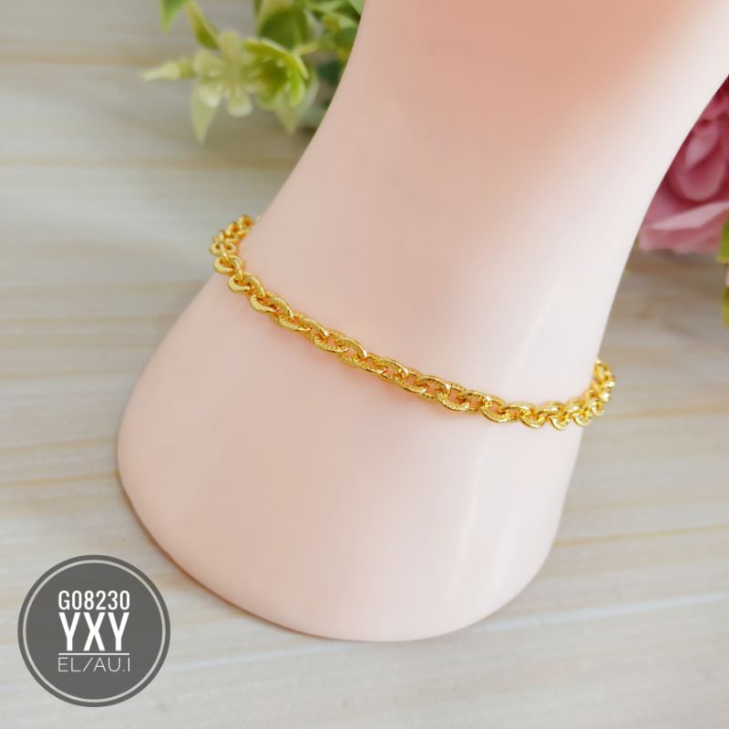 Gelang yaxiya rantai nori ukir warna gold 24k G08230