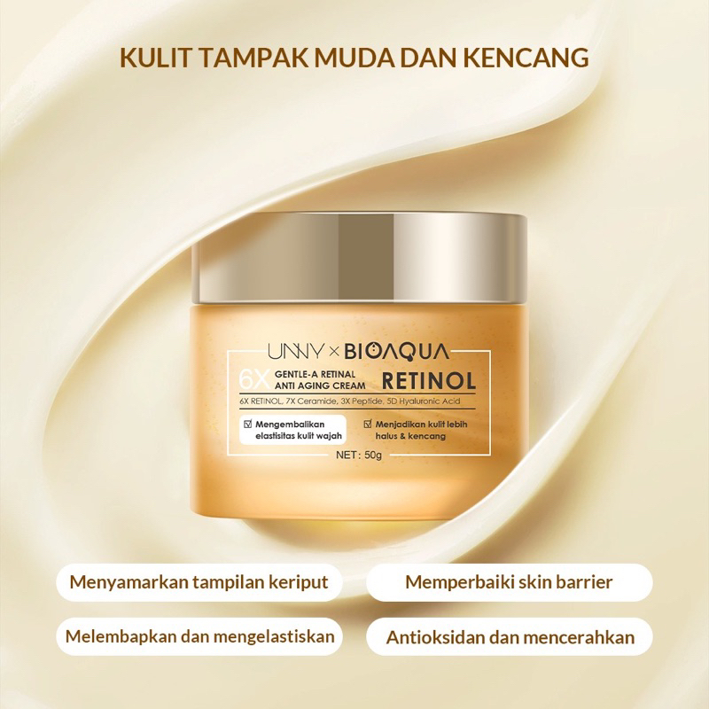 Bisa COD - BIOAQUA 6x Gentle A Retinol Anti Aging Kit 4 in 1 (Moisturizer, Serum, Toner, Cleanser) Skin Care Kit with Ceramides Peptides Hyaluronic Acid untuk Ageing dan Sensitive Kulit BPOM dan HALAL