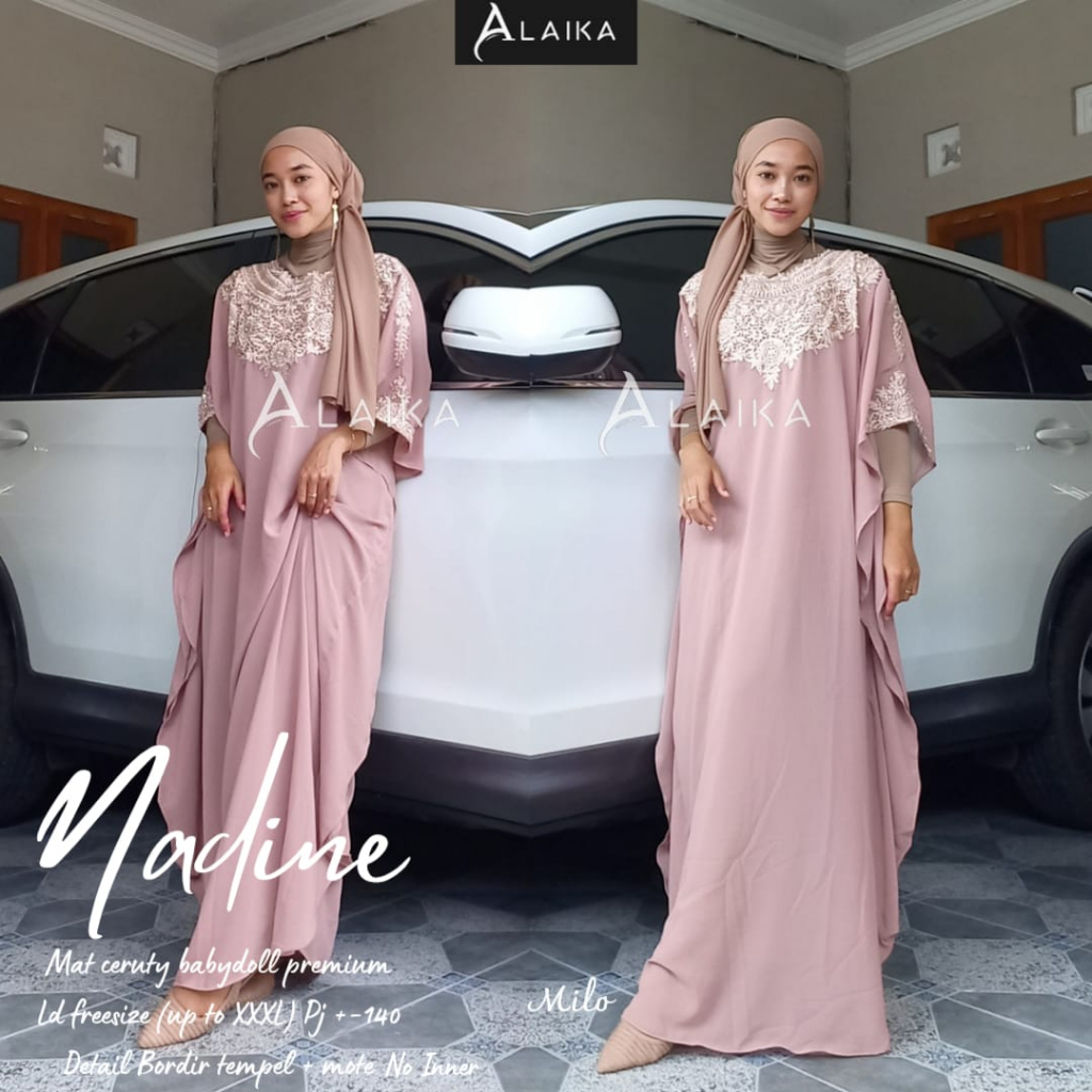 Nadine Kaftan Abaya Muslim Mat Ceruty Babydoll Premium Original Produk By Alaika