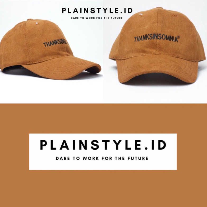 (COD) TOPI baseball Caps DISTRO THANKSINSOMNIA COKLAT FONT full bordir pria dan wanita