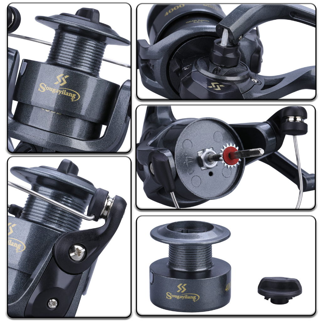 Reel Pancing Memancing Berputar 5.5: 1 1000-4000 Model Berubah Kiri dan Kanan Cocok Untuk Memancing Di Laut Di Semua Perairan Fishing Reel Gulungan Pancing Powerful