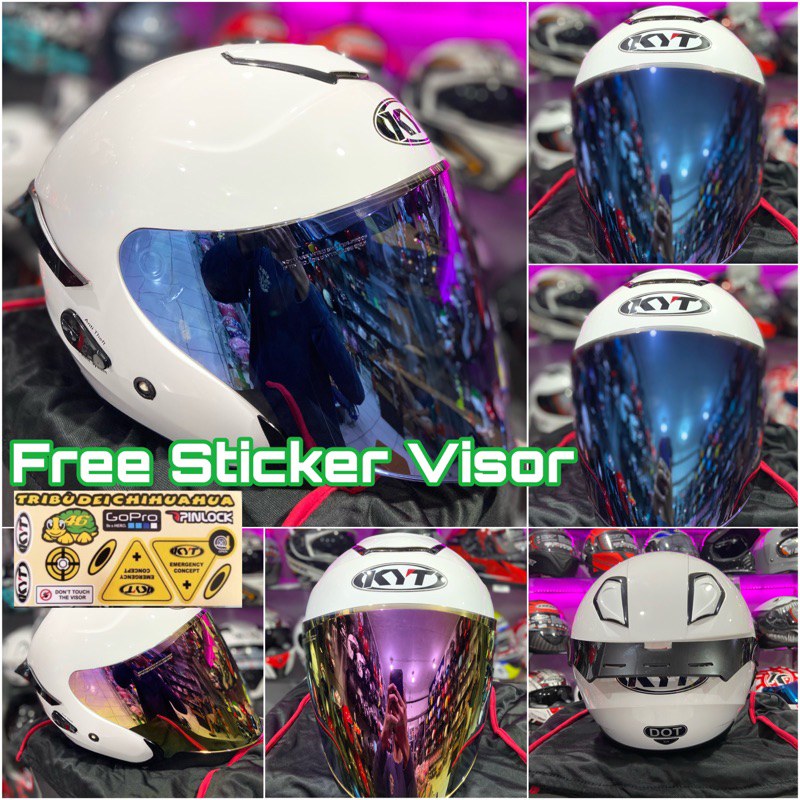 HELM KYT KYOTO ORIGINAL PAKET GANTENG VISOR IRIDIUM + SPOILER+ STIKER KACA  | ORIGINAL HELMET | HELM