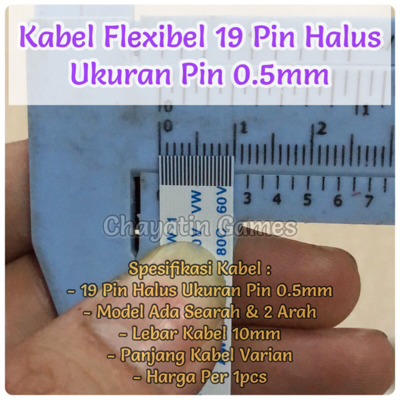 Kabel Flexibel 19 Pin Halus Model &amp; Panjang Varian Ukuran Pin 0.5mm