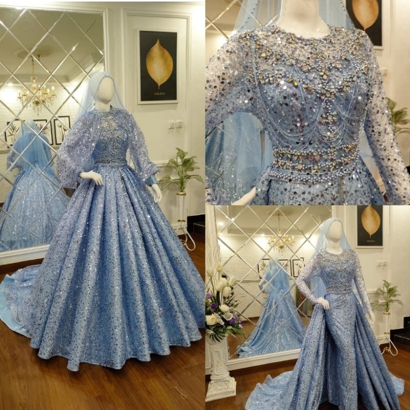 NEW GAUN PENGANTEN CRONOLIN 2 IN 1  /BAJU PENGANTIN MODEL TERBARU/GAUN SLIM DRESS/GAUN MODREN /GAUN PENGANTIN BEREKOR/WEDDING DRESS