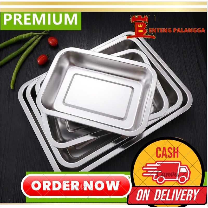 baki nampan segi steinless tebal dalam / baking tray stainless tinggi