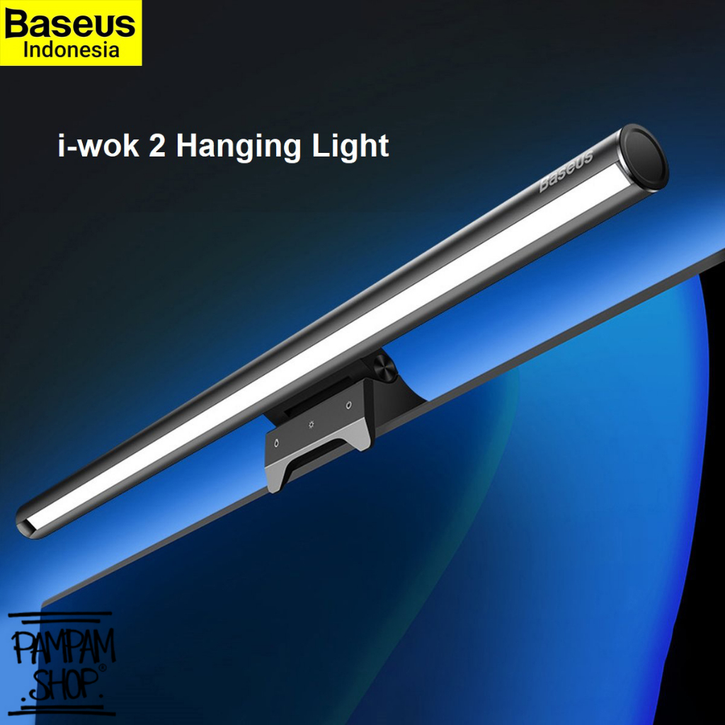 Baseus i-wok 2 USB Asymmetric Hanging Light Stepless Dimming Lighting Desk Lamp LED Lampu Baca Monitor Belajar Tempel Layar Komputer Screen iwok Jepit