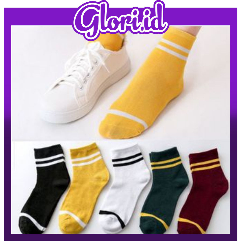 GLORI.ID Kaos Kaki Garis Panjang Wanita Tinggi Kaos Kaki Low Cut Kaos Kaki Tinggi Import KK032