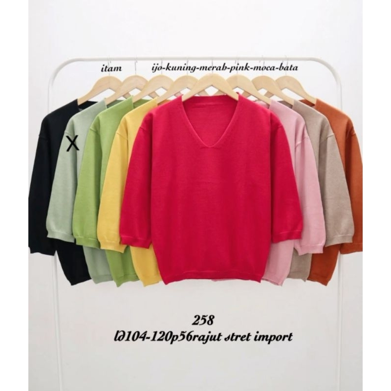 FM 258 Atasan Wanita Polos Rajut Stretch Import