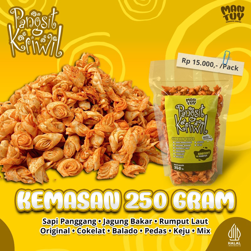 

Pangsit Kriwil / Pangsit Gulung / Keripik Pangsit / Keripik Kulit Pangsit MANTUY Kemasan 250gr