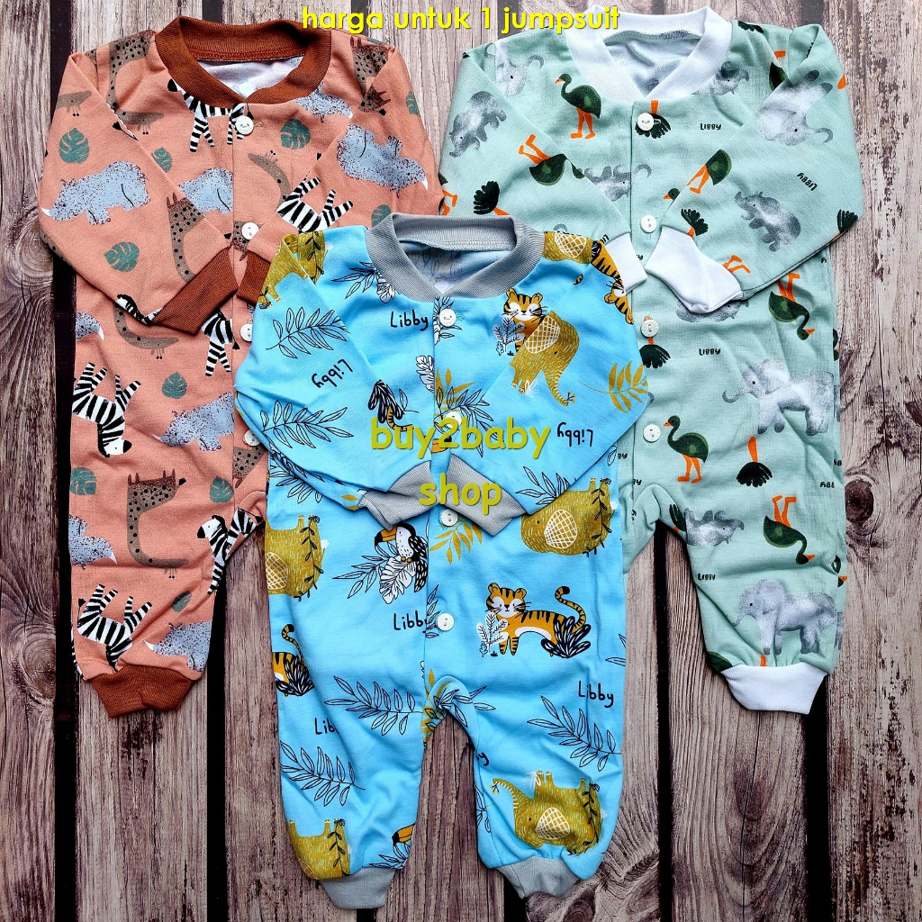 LIBBY BABY terbaru baju bayi Jumper baju kodok model kaki terbuka 0-3 Bulan 1 PCS