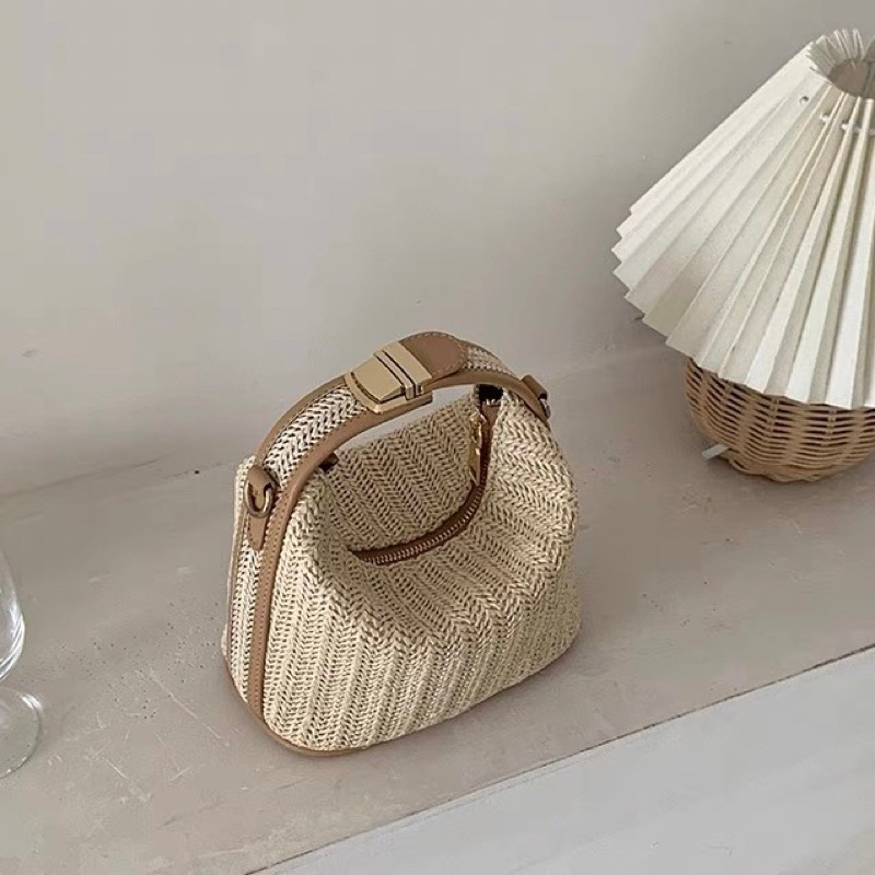 Tas Selempang Wanita Tas Jinjing Cewek Straw Bag