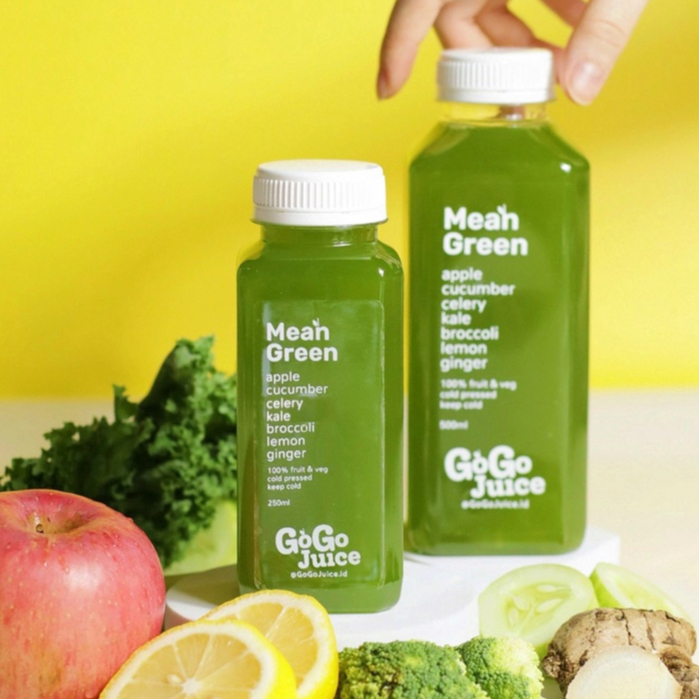 

Mean Green 250ML Cold Pressed Juice Jus Apel Timun Seledri Kale Lemon Jahe Murni Sehat Anti Virus