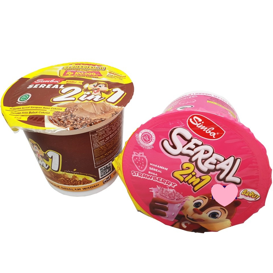 

SIMBA SEREAL 2 IN 1 CUP COKELAT STRAWBERRY 24gr CEREAL COKLAT CEMILAN ANAK GROSIR MURAH MAKANAN RINGAN SEDUH SUSU 24 gr gram