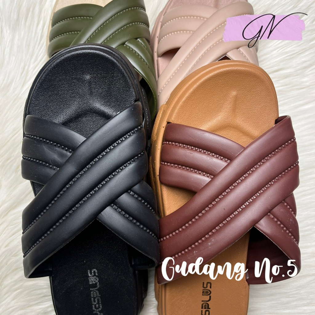 GN-2201-1 &amp; 2 Sandal Selop Jelly Tali Dua Terbaru Fashion Wanita Import PCU