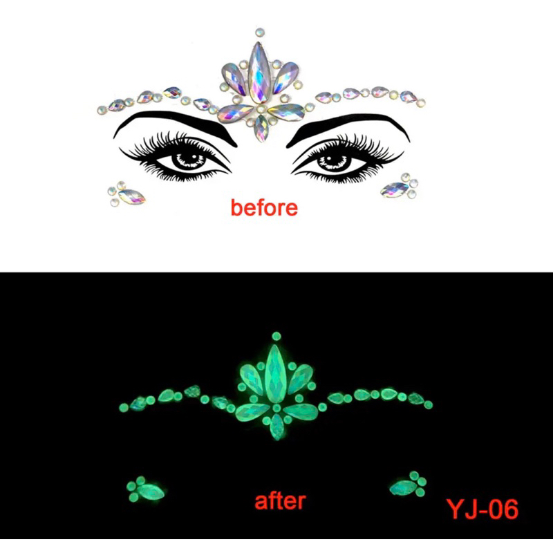 Face Sticker Glow in The Dark Diamond Bling Makeup Party DWP Kpop Rave Festival 02