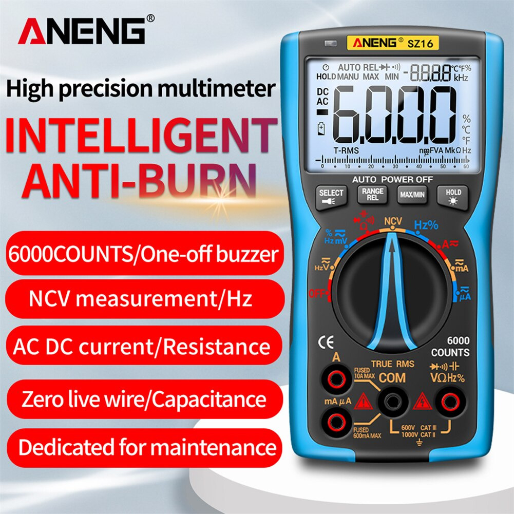 ANENG Digital Multimeter Voltage Tester 6000 Counts Frequency - SZ16 - Red