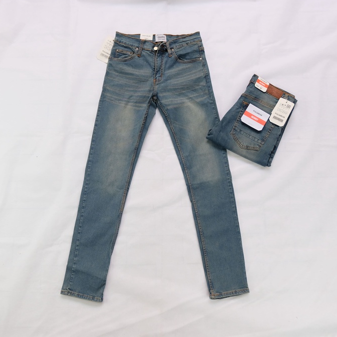 CELANA JEANS PRIA PULL&amp;BEAR DARK BLUE RETRO SKINNY STRETCH PULLANDBEAR PULL &amp; BEAR PULL P&amp;B BIRU TUA RETRO