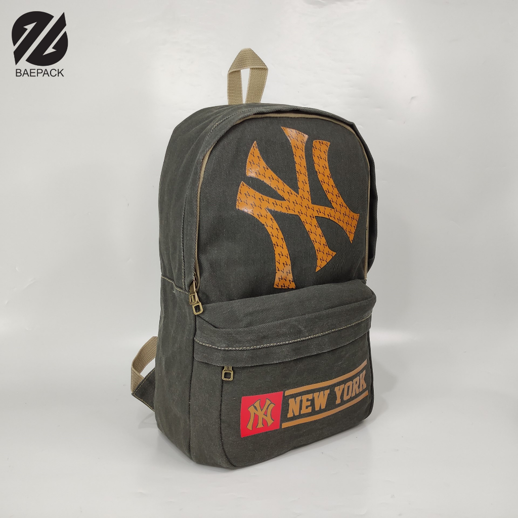 Tas Ransel Pria Dewasa Premium New York Hjau Army Original Baepack / Tas Backpack Cowok / Tas Punggung / Tas Sekolah / Tas Kanvasa