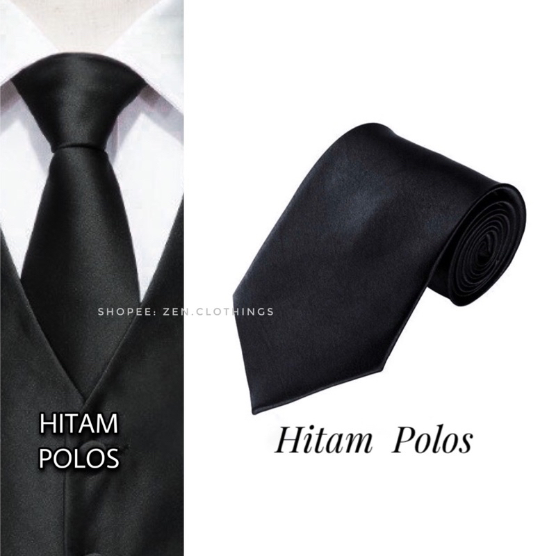 Dasi Panjang Pria Dewasa Warna Hitam Polos dan Motif Garis